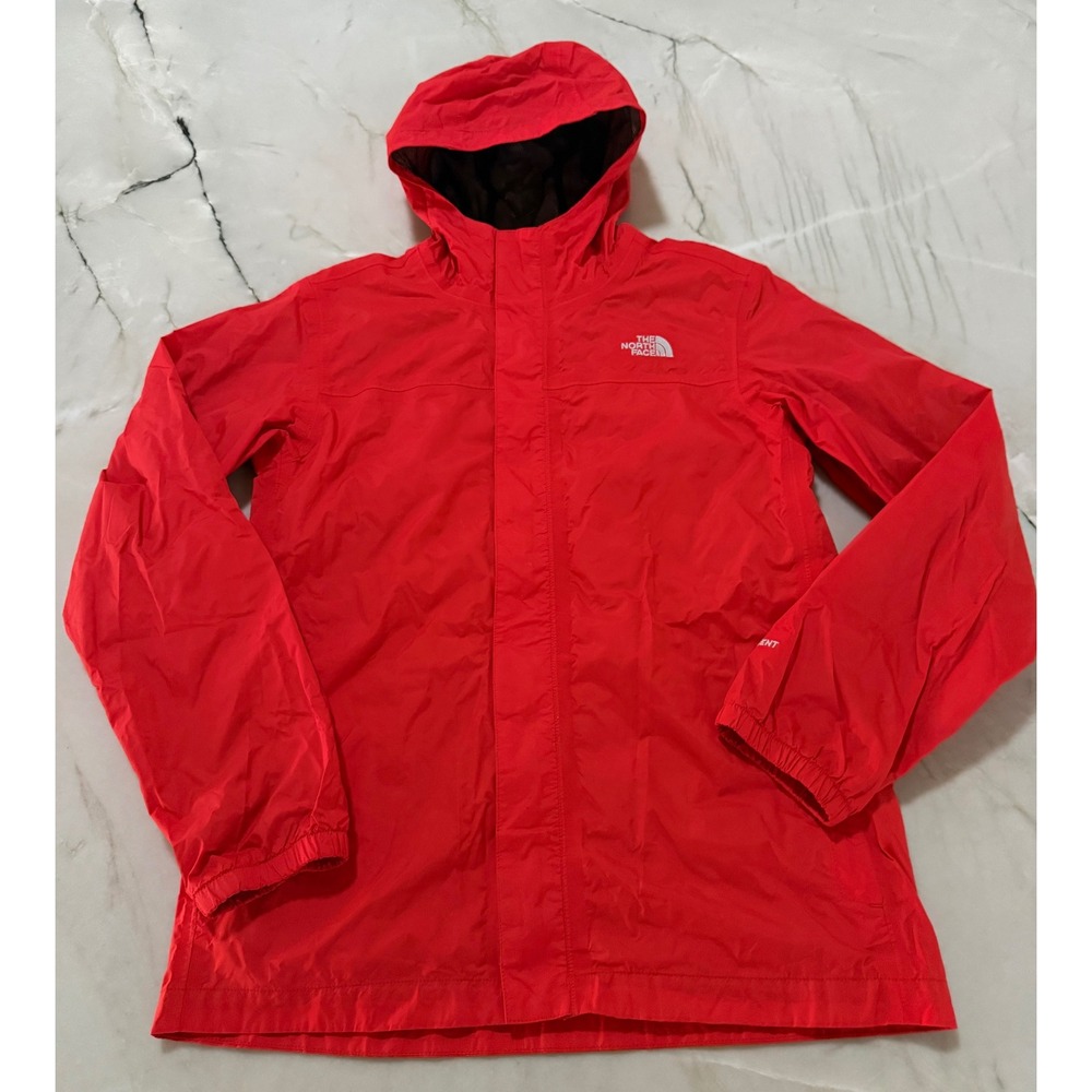 The North Face HyVent Rain Jacket Kids Red Hooded Windbreaker Waterproof Shell